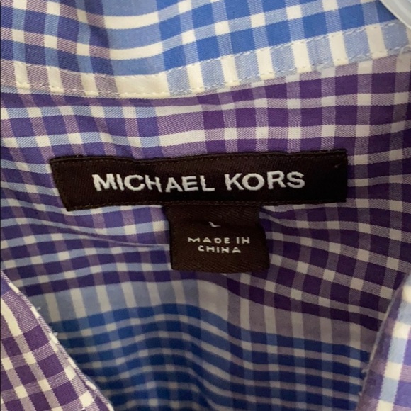 Michael Kors Blue and Purple Button Down Large - Picture 2 of 3
